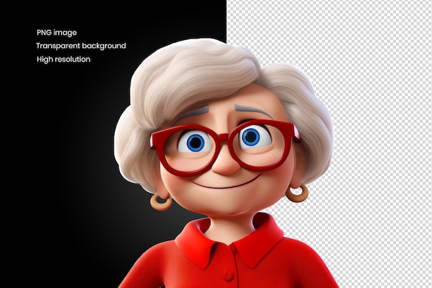 Oma's digitale persona 3d-creatie met blond haar en rode bril