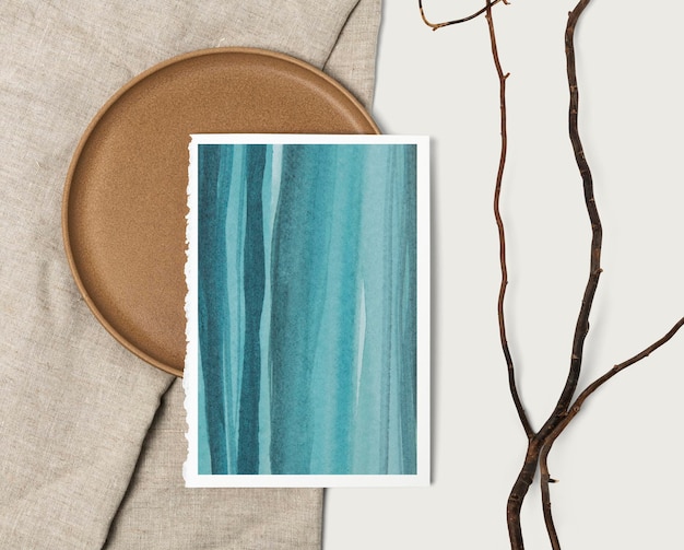 Ombre ocean painting psd mockup в стиле плоской планировки