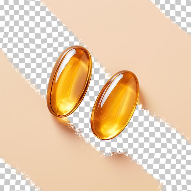 Omega 3 capsules in two blisters top view isolated on transparent background