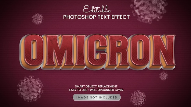 Omicron 3d text effect premium psd with texture