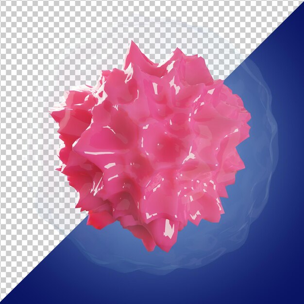 PSD virus omicron, rendering 3d. virus rosa in una membrana trasparente.