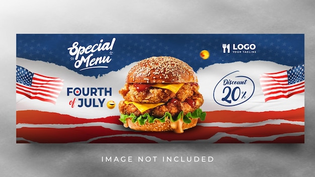 PSD onafhankelijkheidsdag 4 juli food restaurant banner