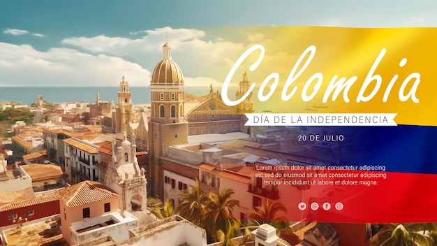 PSD onafhankelijkheidsdag van colombia met dia de arias-achtergrond