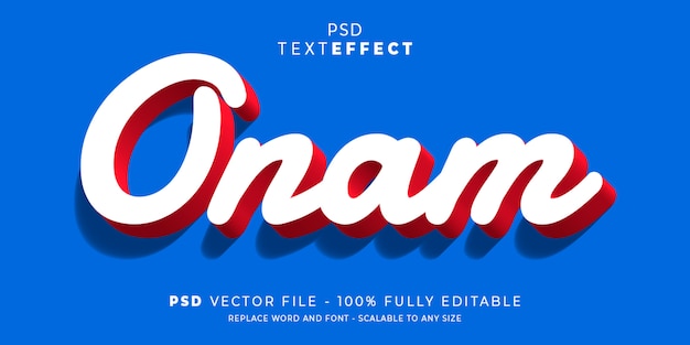 Onam-tekst en lettertype-effect bewerkbare sjabloonstijl