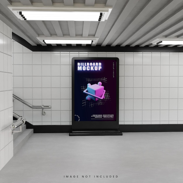 Ondergrondse trap station scenene voor billboard mockup