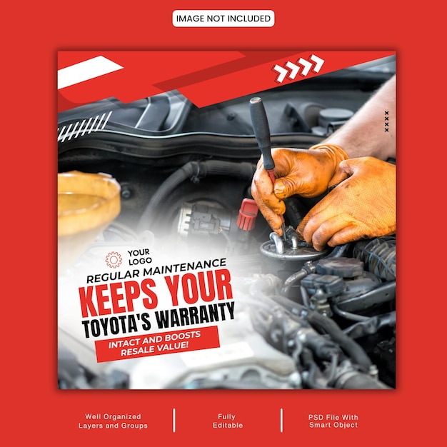 Onderhoud en reparatie van auto's Social Media en Instagram Post Template