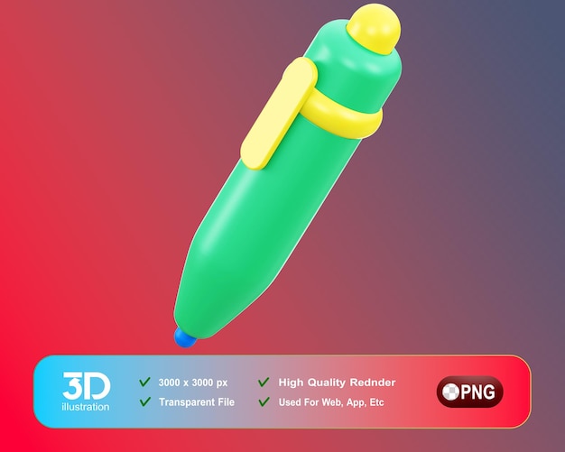 PSD onderwijs 3d pictogram pen png