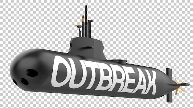 PSD onderzeeër op transparante achtergrond 3d-rendering illustratie