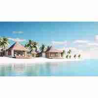 PSD one bedroom beach villa with pool vector image