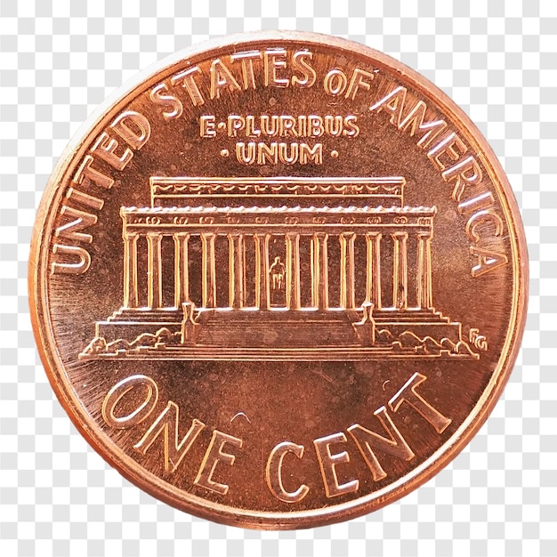 One cent coin transparent