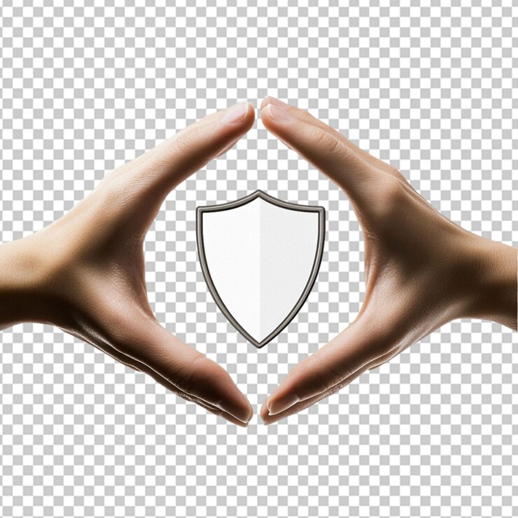 PSD one continuous single line of shield symbol on transparent background
