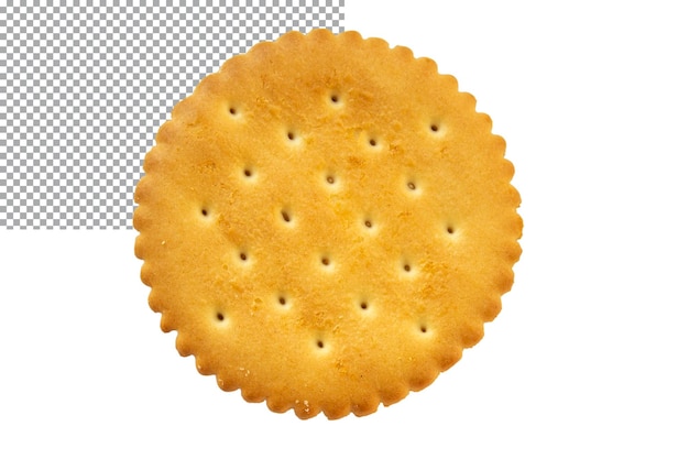 One cracker cookie top view isolated on transparent background