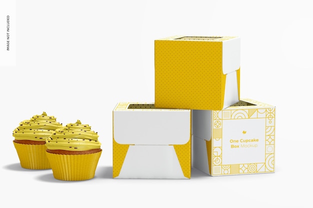 One cupcake boxes mockup, gesloten