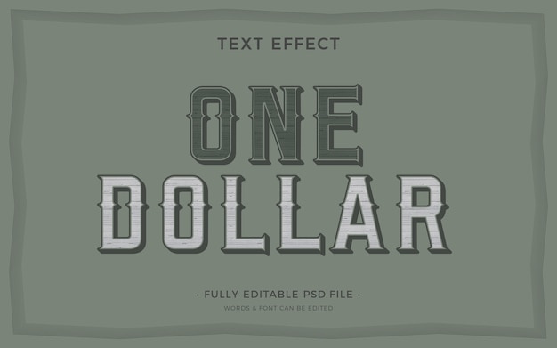 PSD one dollar text effect