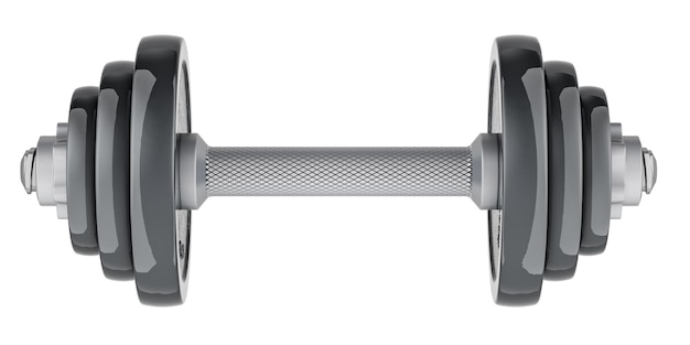 PSD one dumbbell 3d rendering isolated on transparent background