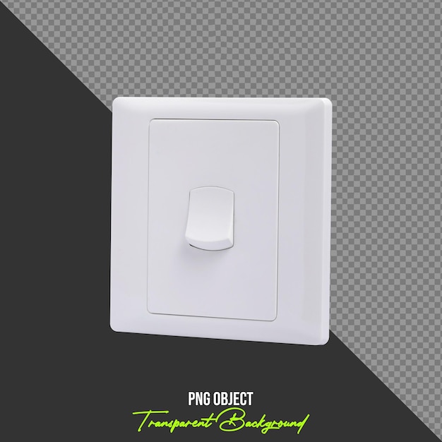 one gang electrical wall outlet switch angle view isolated on transparent background