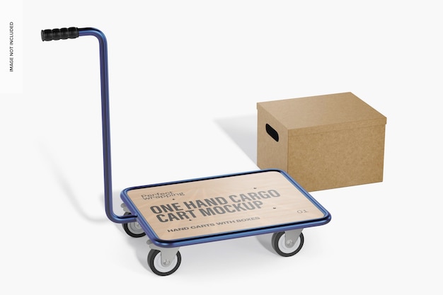 PSD one hand cargo cart mockup, left view