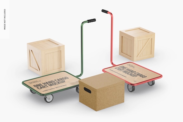 PSD one hand cargo carts mockup, right and left view