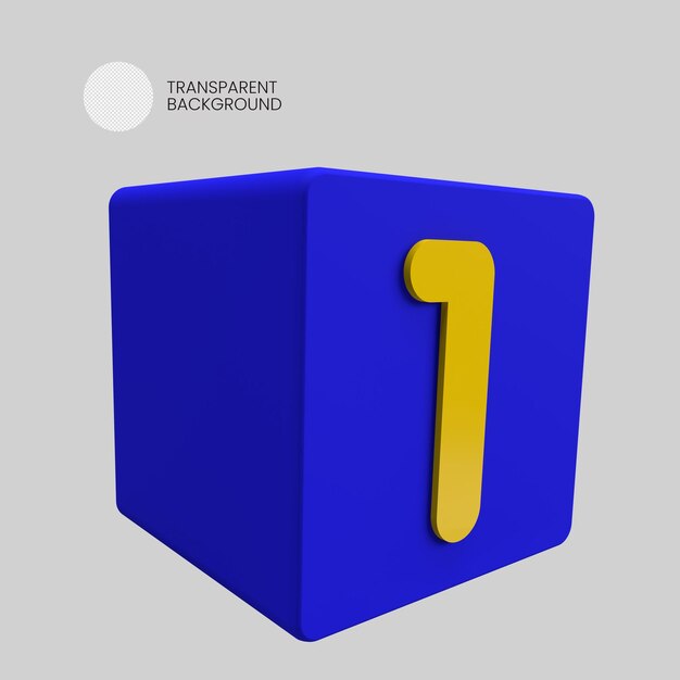 one icon render 3d plastic bleu cubo