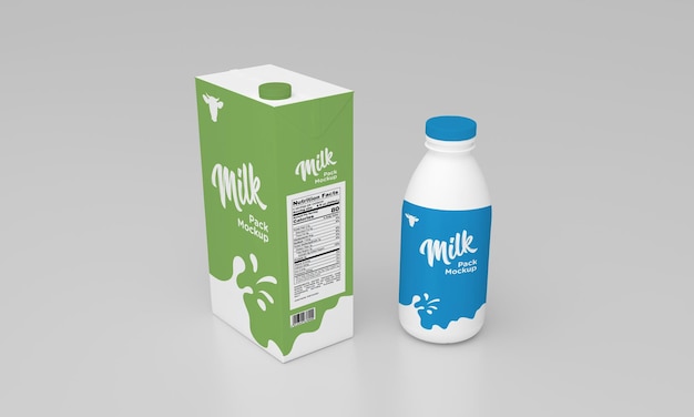 One liter milk pack packaging packet design mockup