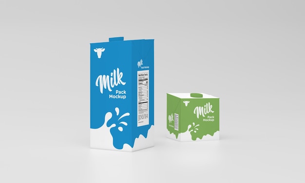 One liter milk pack packaging packet design mockup