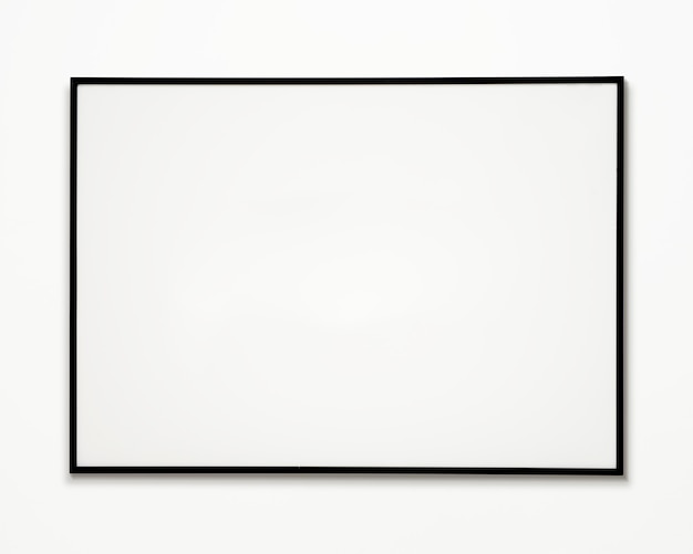 One photo frame isolated on white wall