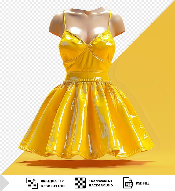 PSD one piece dress with yokes and patch works on a mannequin png