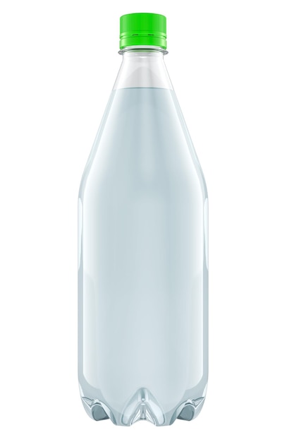 one plastic water bottle full of water 3d rendering isolated on transparent background