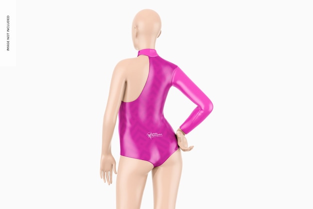 One Sleeve Gymnastics Leotard Mockup Back View