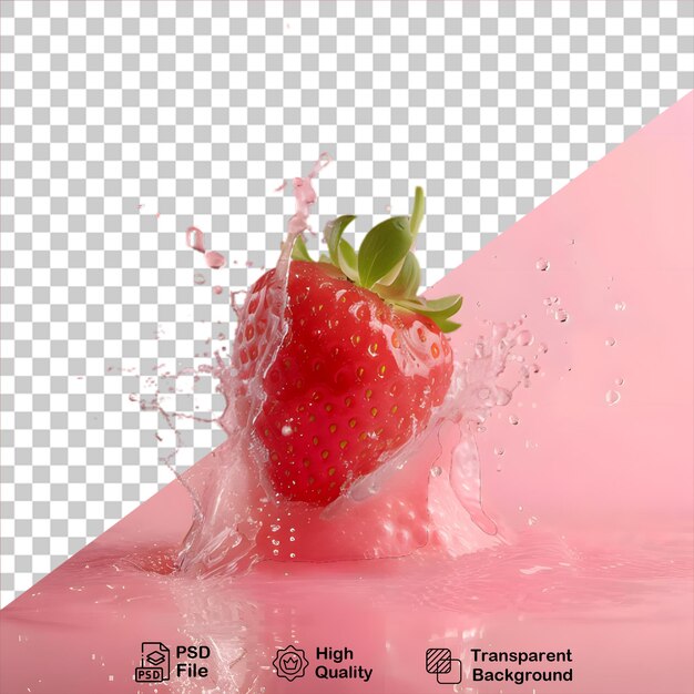 PSD one strawberry in water isolated on transparent background include png file