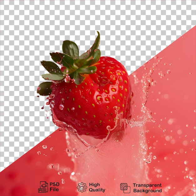 PSD one strawberry in water isolated on transparent background include png file
