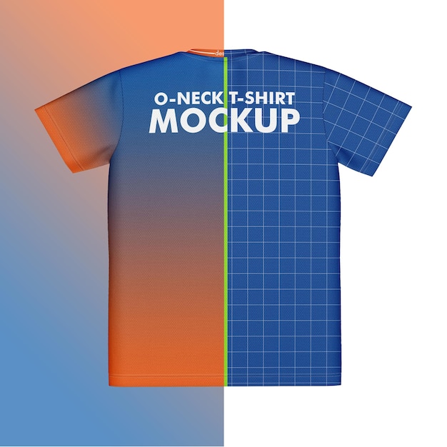 PSD oneck korte mouwen jersey tshirt mockup achteraanzicht