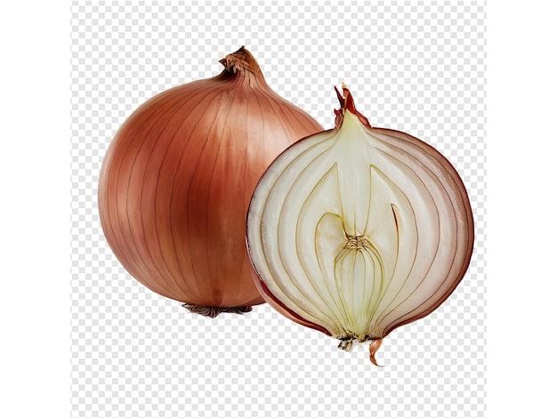 PSD a onion and onion are shown on a white background