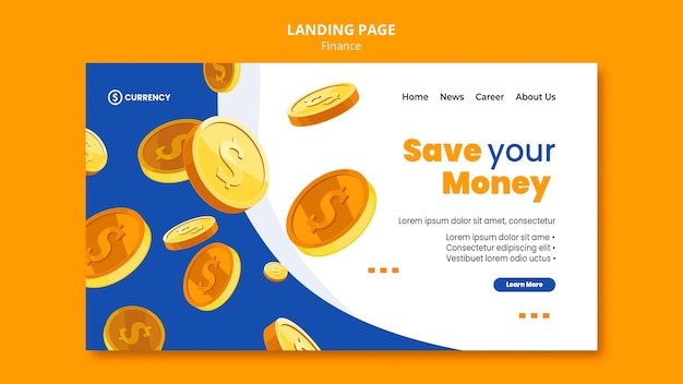 Online banking template landing page