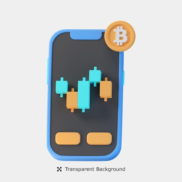 Online Bitcoin Trading 3d Icon Illustration