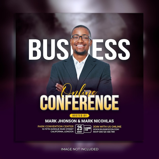 PSD online business conference social media post