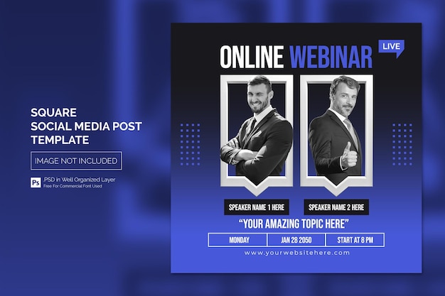 PSD online business talk conference corporate social media post or square web banner template