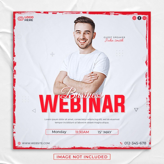 Social media webinar aziendale online e modello di post instagram