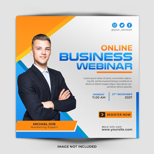 Online business webinar social media post template