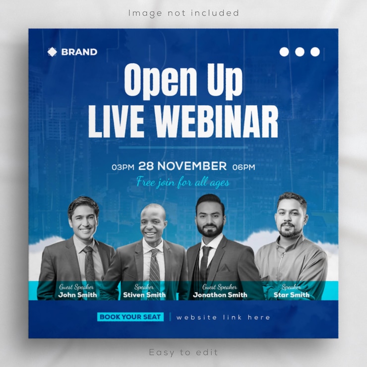 PSD online business webinar social post and live conference instagram post template design
