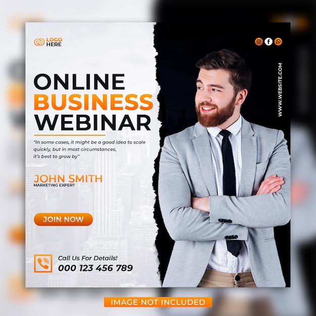 Online Business Webinar W Mediach Społecznościowych I Szablon Postu Na Instagramie