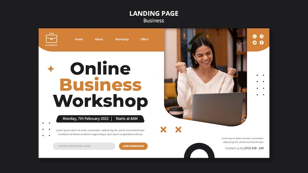 Online business workshop landing page