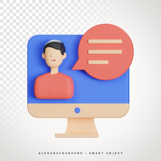 Online chatten 3D-pictogramillustratie