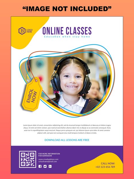 PSD online classes flyer design