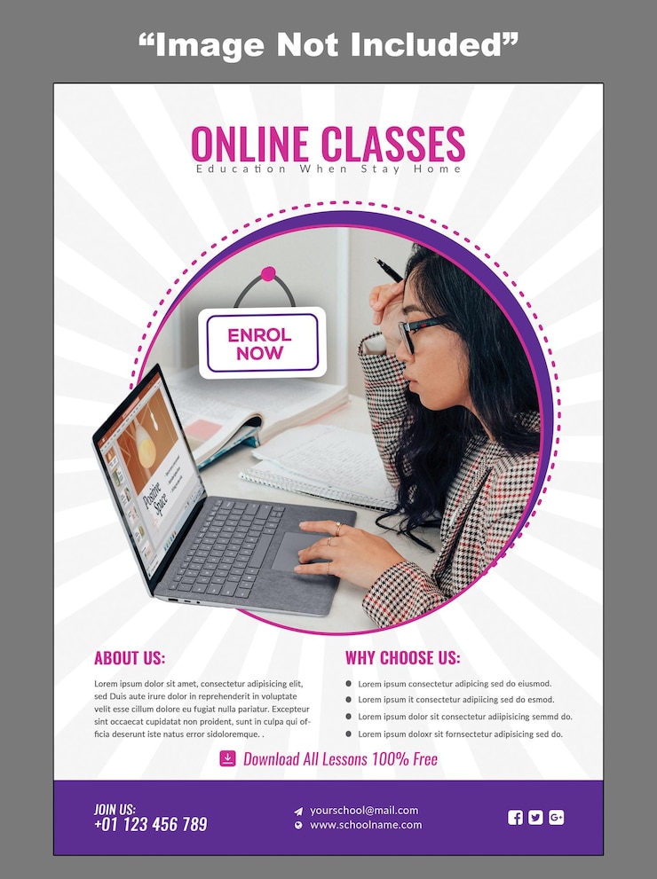 PSD online classes modern flyer design