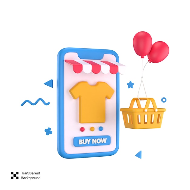 Online clothe shopping 3d render icon