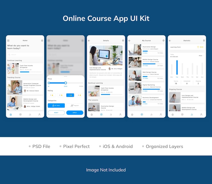 PSD online course app ui kit