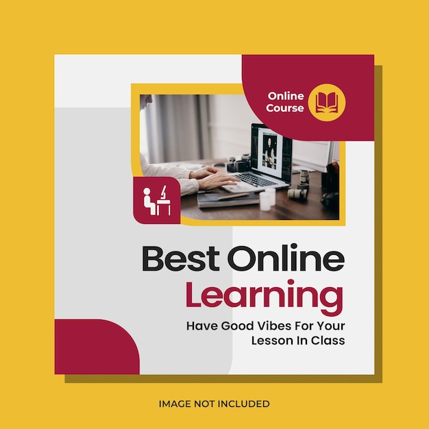 オンラインコースのinstagramの投稿ソーシャルメディアの編集可能なテンプレート