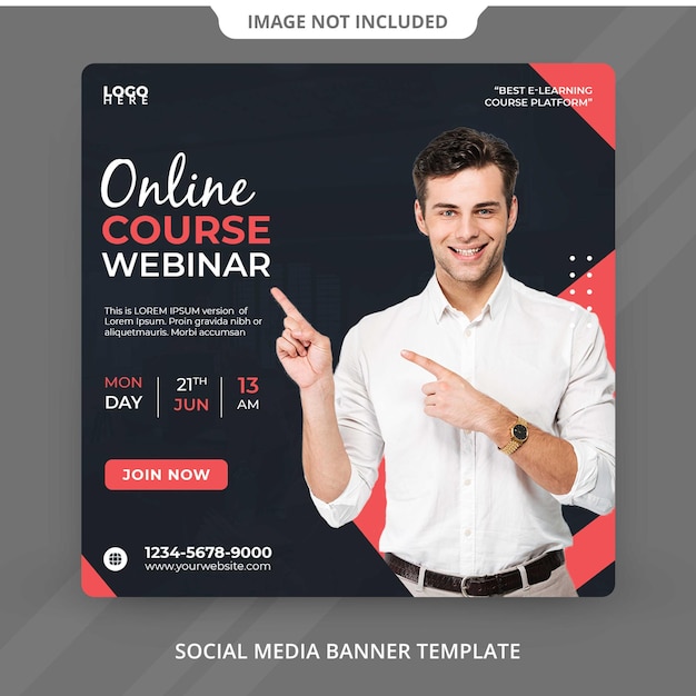 Online Course Webinar Classroom Live Streaming and corporate Social Media Template