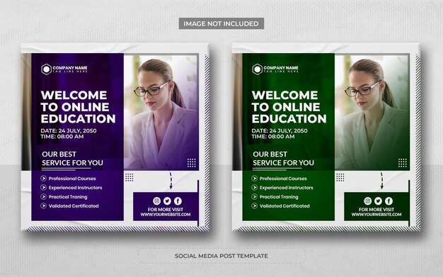 PSD online course and webinar social media post and web banner template